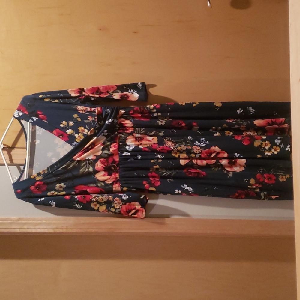 Teal floral dress